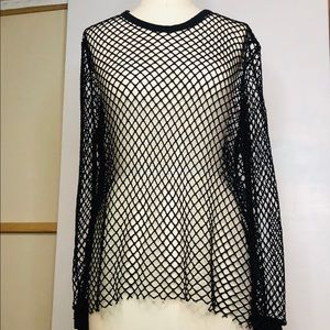 Black Mesh Tunic Top